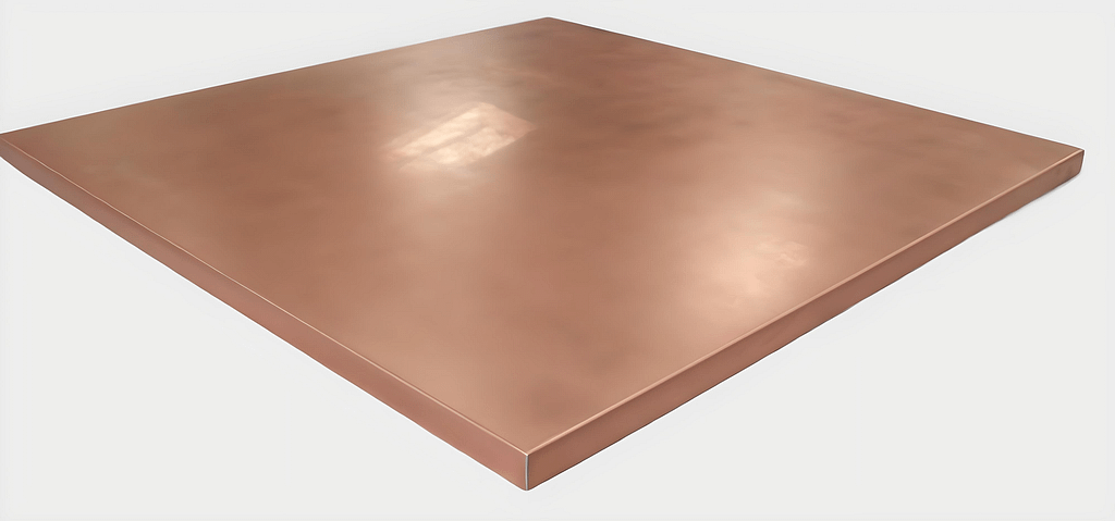 Square Copper Table Top Square copper table top with a smooth finish.
