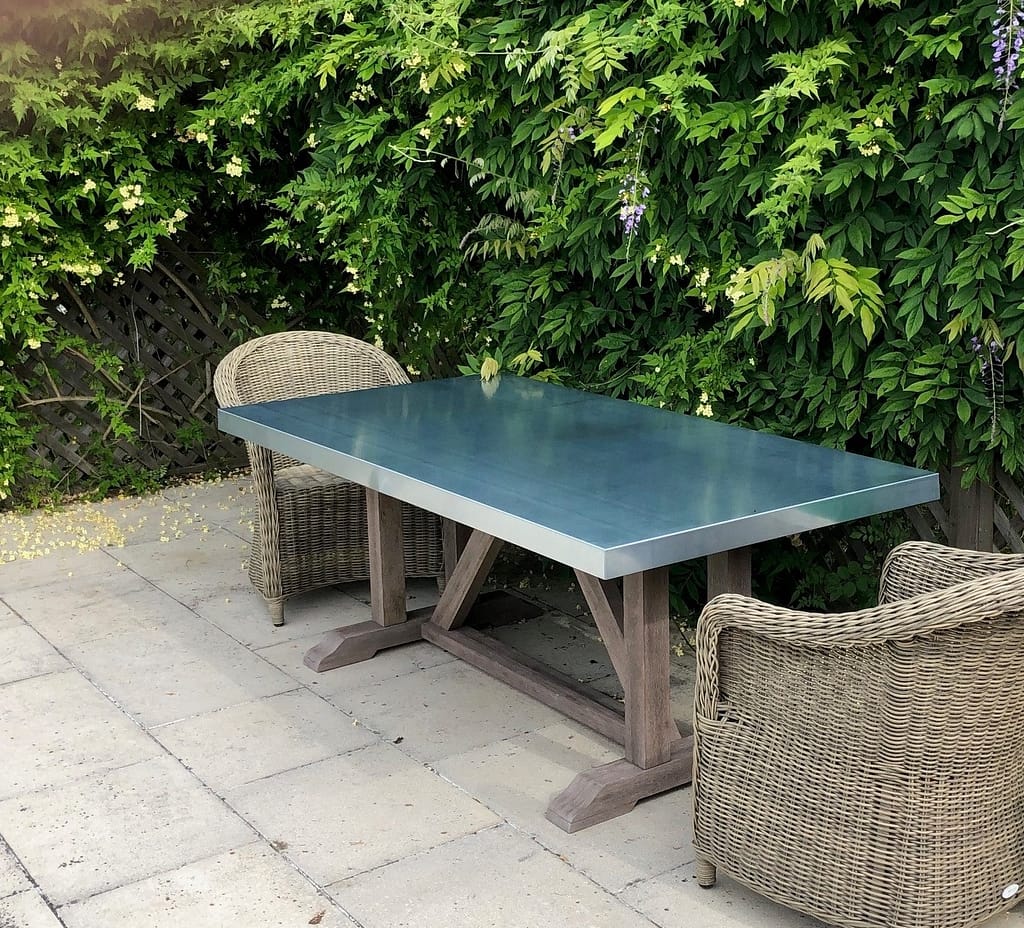 outdoor-zinc-top - Designs 05 zinc table tops example - a natural zinc table