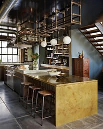 Brass-beakfast-counter - Designs 05 bespoke brass breakfast bar with antique finish for kitchen interior.