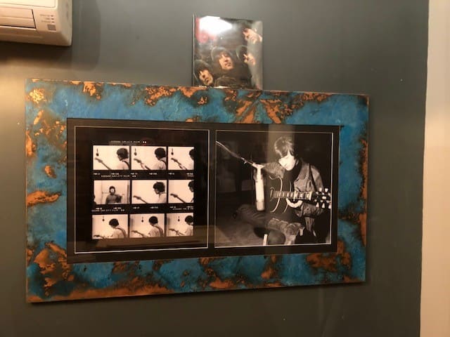 beatles-picture-frame - Designs 05 Copper wall art - A picture frame in blue aged copper with a picture of john lennon