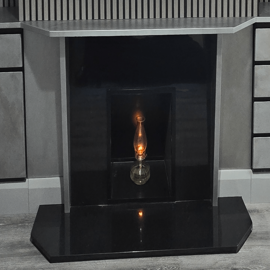 Zinc fireplace surround with light patina - Designs 05 Zinc fireplace surround with bespoke light patina finish in living room interior